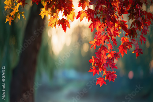 Colorful autumn background, beautiful fall nature wallpaper, red, yellow and orange leaves