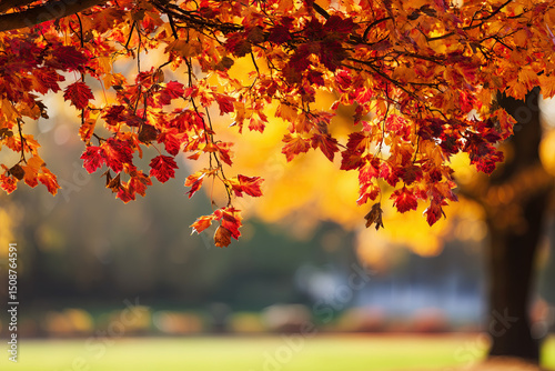 Colorful autumn background, beautiful fall nature wallpaper, red, yellow and orange leaves