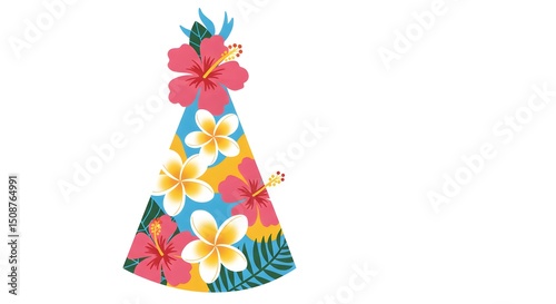 Tropical Floral Party Hat Illustration