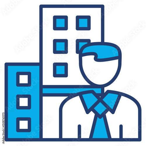 Corporation outline blue color icon