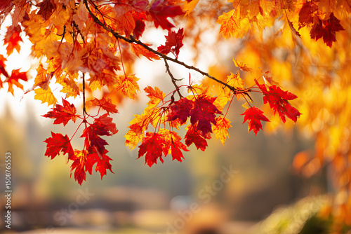 Colorful autumn background, beautiful fall nature wallpaper, red, yellow and orange leaves