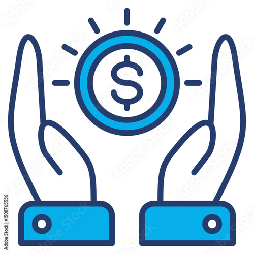 Capital outline blue color icon