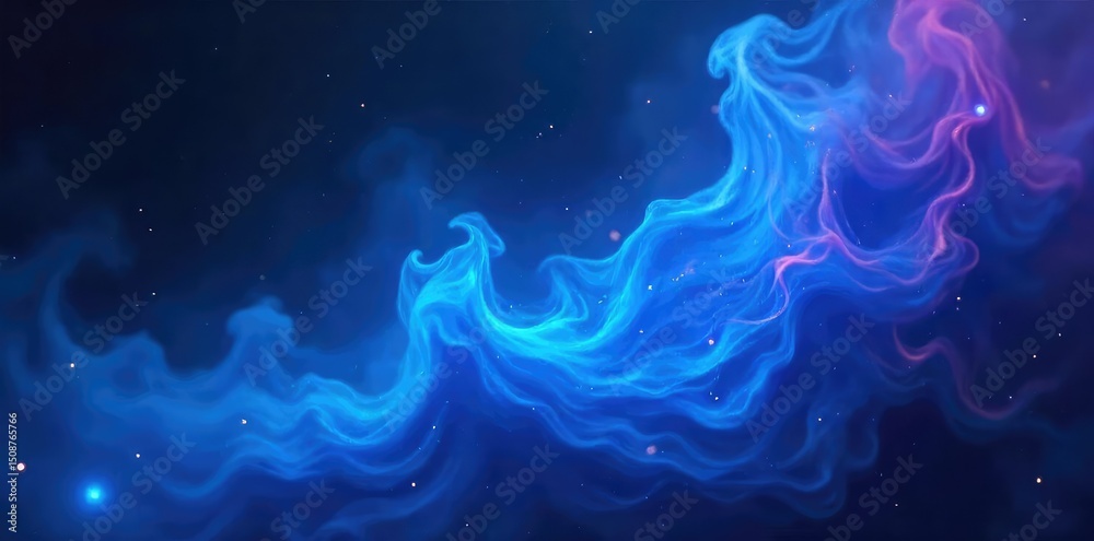 Obraz premium Ethereal blue flames dance and flicker, creating an otherworldly spectacle of vibrant color and mesmerizing movement Perfect for fantasy, science fiction, or mystical themes , spirit, cosmic, gas