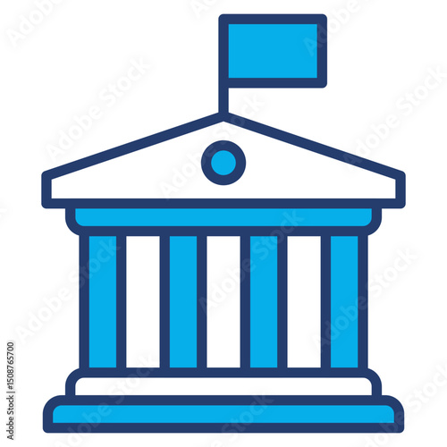 Government outline blue color icon