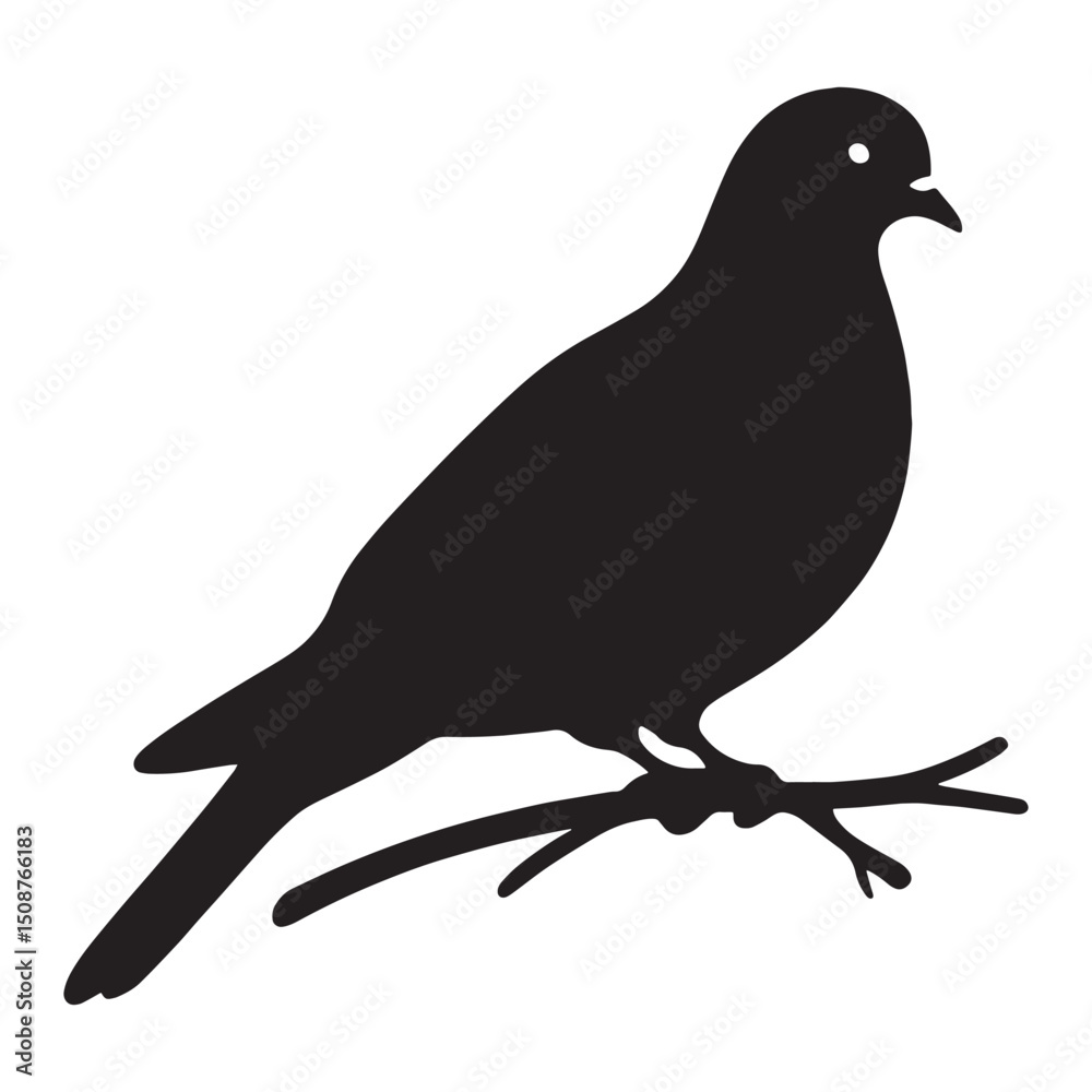 Obraz premium Calm Dove silhouette resting in stillness – Dove illustration – Minimalist Dove vector – Bird silhouette – Bird vector