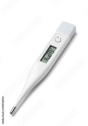White digital thermometer, showing a reading