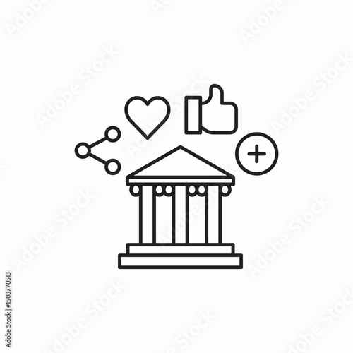 Museum social media likes icon vector sign