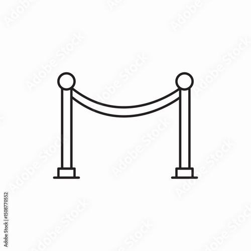 Museum rope barrier stand icon vector sign