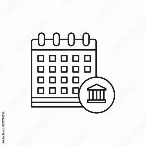 Museum schedule calendar icon vector sign
