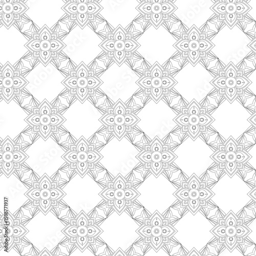 Intricate Repeating Pattern Marries Organic Floral Forms With Precise Geometric Accents