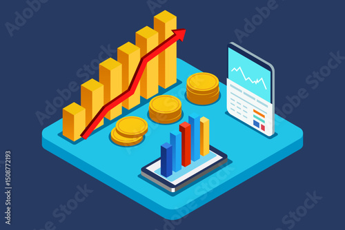 Isometric finance investment vector graphics