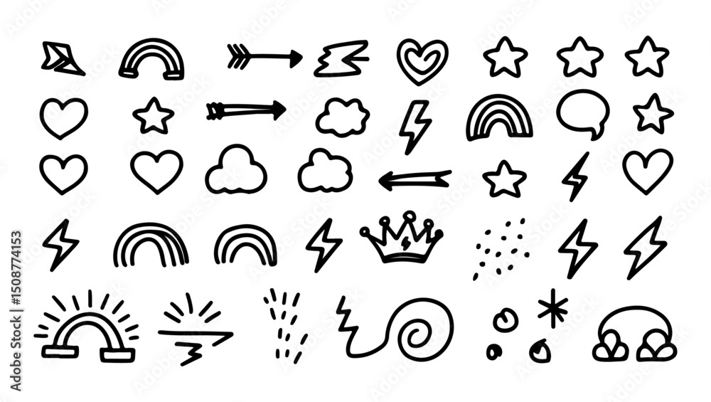 Fototapeta premium Minimal Doodle Line Art for Creative Design