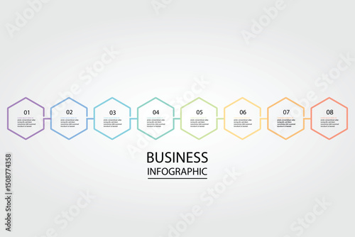 Business Infographic modern design template for banners and infographics for 8 hexagon step line 
