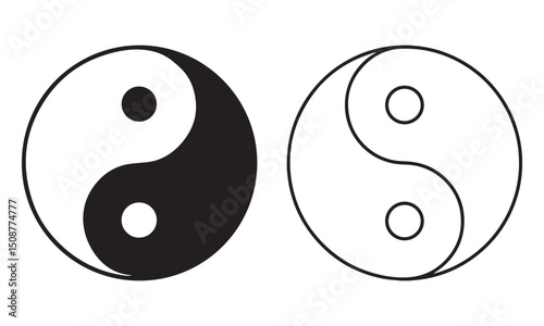 yin yang symbol isolated on transparent background. Yinyang icon png. Black & white vector illustration. vector eps file.