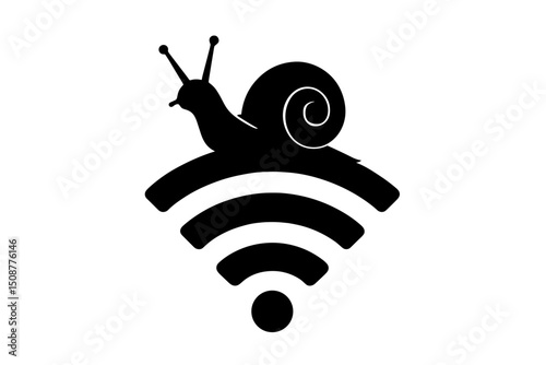 Slow Internet Connection Vector Icon with Snail on WiFi Symbol Representing Poor Network Speed and Connectivity Issues for Digital Communication Concept