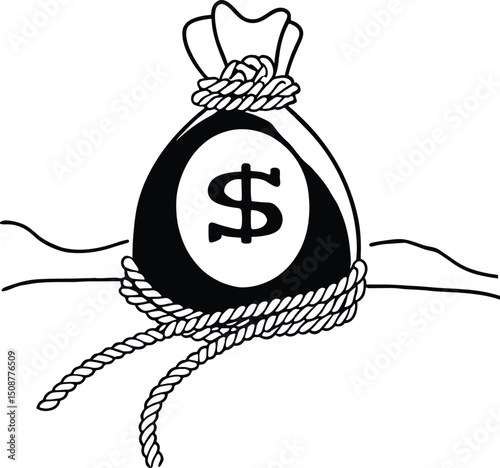 Money Bag with Dollar Sign Vector Art Financial Success & Wealth Icon Investment & Savings Clipart