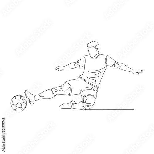 Defender performing sliding tackle to save the goal!