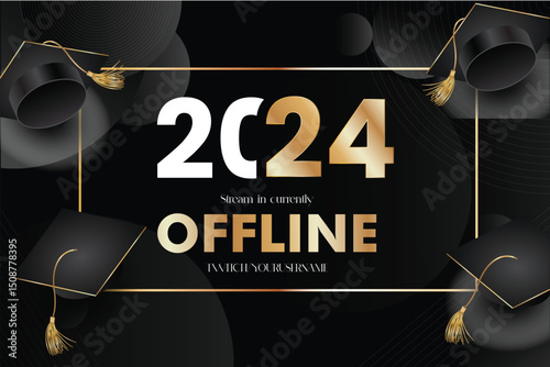 Graduation Season 2024: A modern design element for a graduation ceremony, featuring the year 2024 and a place to add your name in elegant fashion.