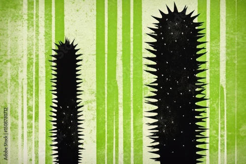 Green cactus backgrounds caterpillar silhouette. photo
