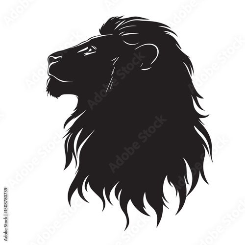 image of a beautiful lion's head, vector, graphics, black and white, logo
