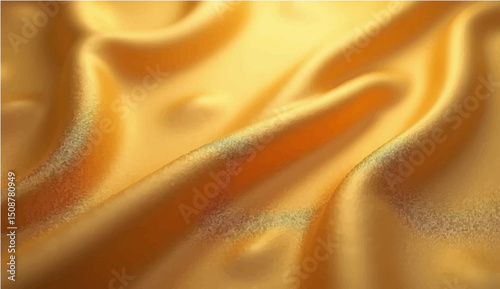 abstract  Close-up texture of natural gold silk. Light Golden fabric smooth texture surface background. Smooth elegant gold silk in Sepia toned. Texture, background, pattern, template. 3D vector 