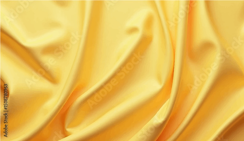 abstract  Close-up texture of natural yellow silk. Light Golden fabric smooth texture surface background. Smooth elegant gold silk in Sepia toned. Texture, background, pattern, template. 3D vector