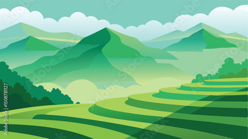 rolling green hills under cloudy sky
