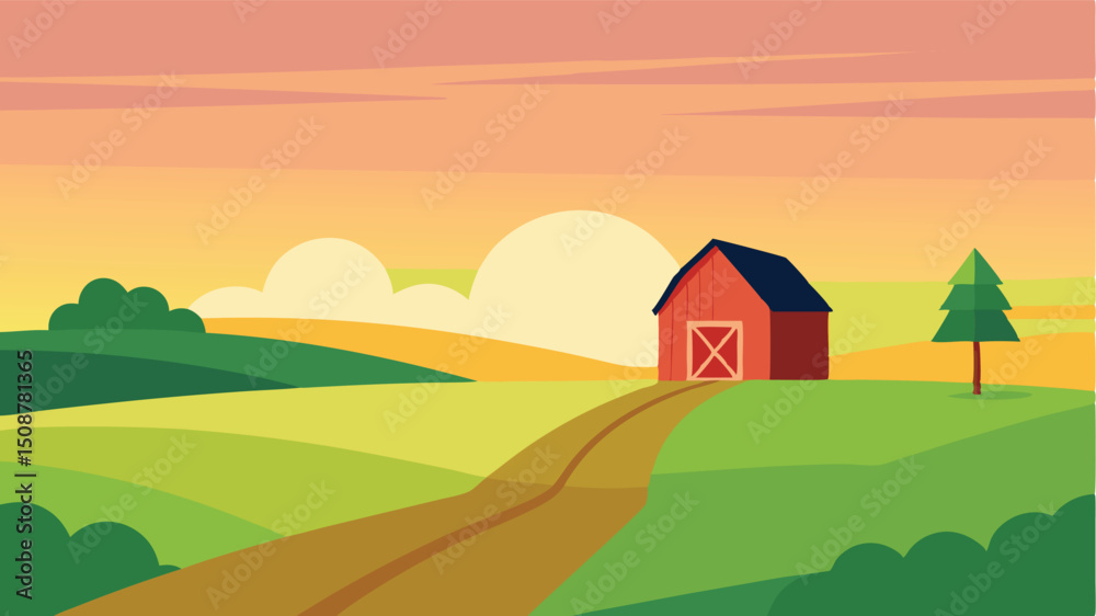 Fototapeta premium peaceful countryside road with wildflowers and fence