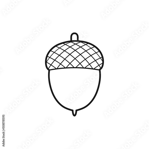 Simple acorn outline vector illustration isolated on white background perfect for coloring books and autumnal designs