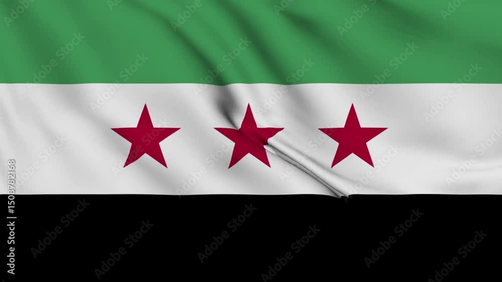 The new Syrian flag is green, waving