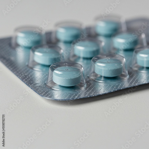 Close-up of Medical Pills in Blister Pack A Detailed View of Pharmaceutical Tablets