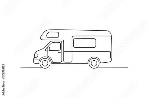 camper van continuous one line drawing minimalism design