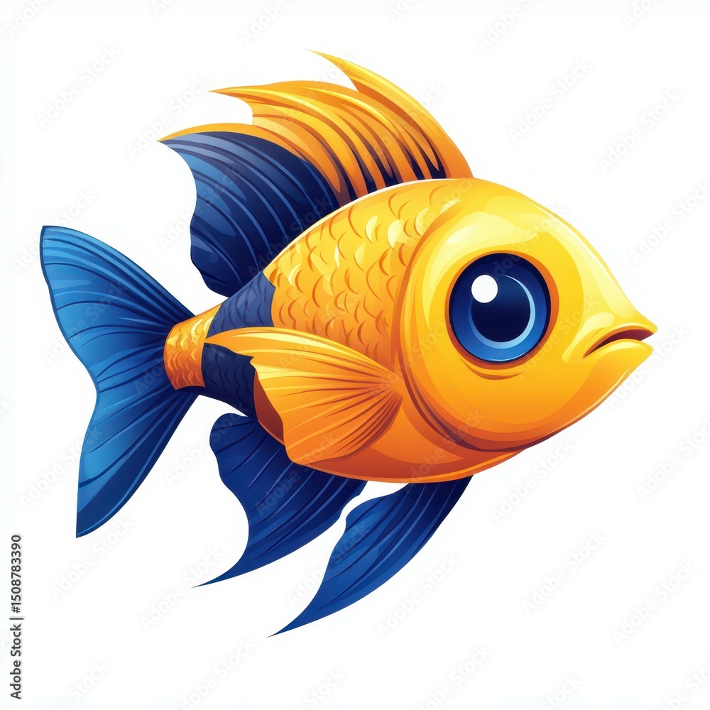 Naklejka premium Brightly colored fish swimming gracefully in a vibrant underwater scene with detailed fins and scales during a sunny day