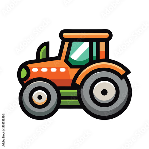 Orange farm tractor cartoon illustration design