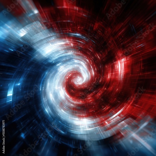 Dynamic abstract red and blue spiral pattern, modern technology background