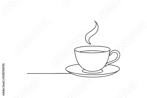 English teacup continuous one line drawing minimalism design