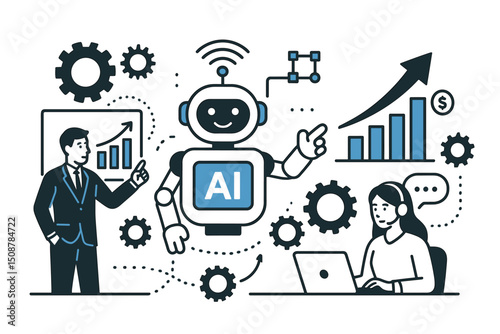 AI artificial intelligence robot business automation growth technology digital transformation customer service chatbot analytics productivity innovation machine learning workflow concept