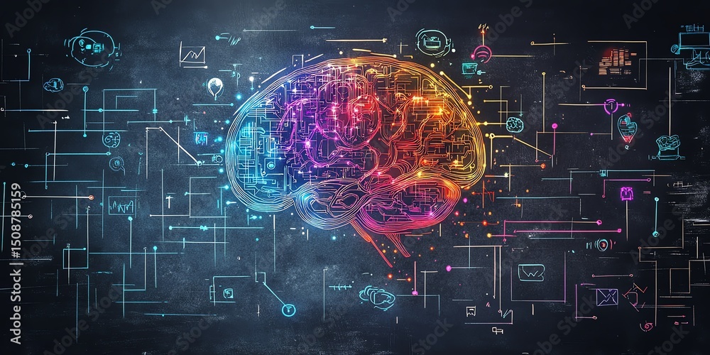 Obraz premium Abstract glowing brain, neural network, AI concept.