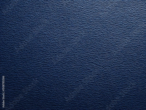 Textured dark blue leather surface top view copy space.