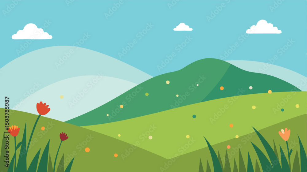 Obraz premium golden fields under vast blue sky with scattered clouds