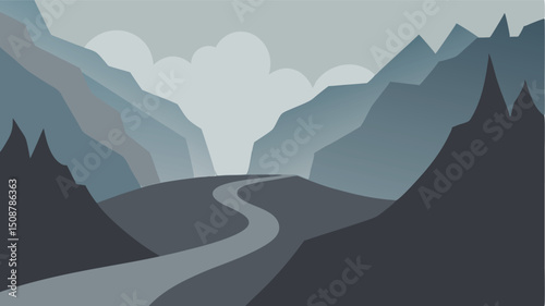 autumn mountain landscape with golden trees and winding path