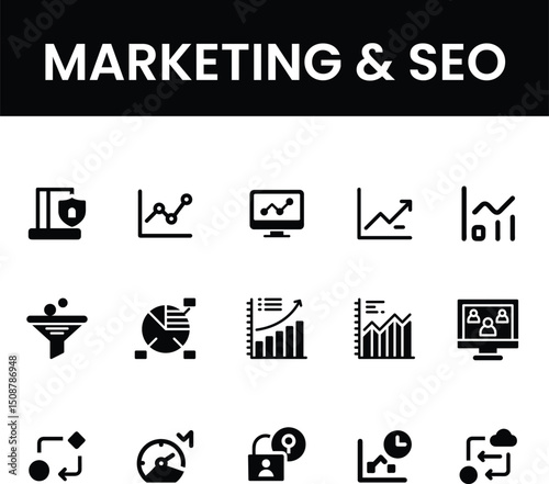 Digital marketing icon set, Marketing icons for Business growth.