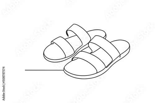 Sandals continuous one line drawing minimalism design