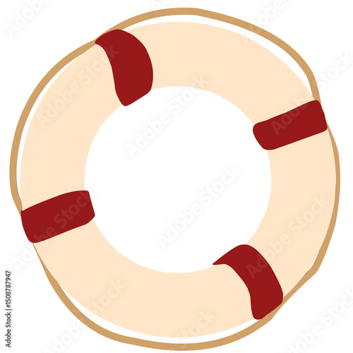 a life preserver also known as a lifebuoy or life ring to prevent drowning. The image could be used such as Children's books, educational materials, or as a graphic element 
