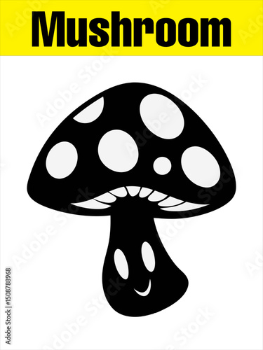 Spotted Mushroom Silhouette for Kids’ vector illustration