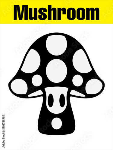 Spotted Mushroom Silhouette for Kids’ vector illustration