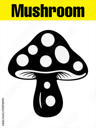 Spotted Mushroom Silhouette for Kids’ vector illustration