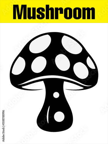 Spotted Mushroom Silhouette for Kids’ vector illustration