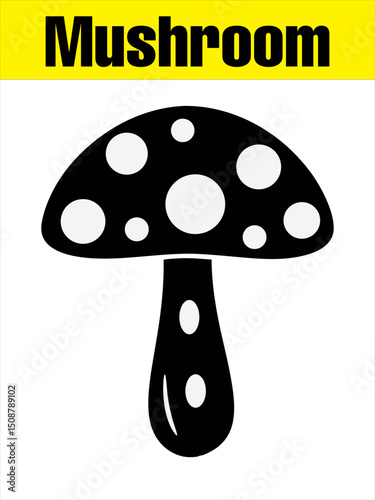 Spotted Mushroom Silhouette for Kids’ vector illustration