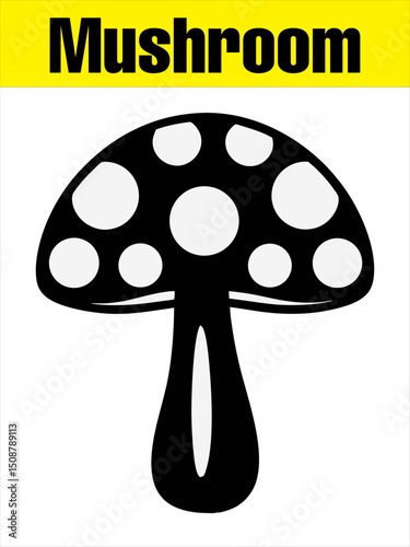 Spotted Mushroom Silhouette for Kids’ vector illustration